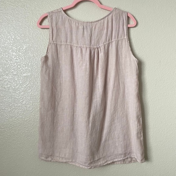 Laura Bianchi Tank Top Womens Large Pink 100% Linen Pintuck Sleeveless Italy - Picture 8 of 11